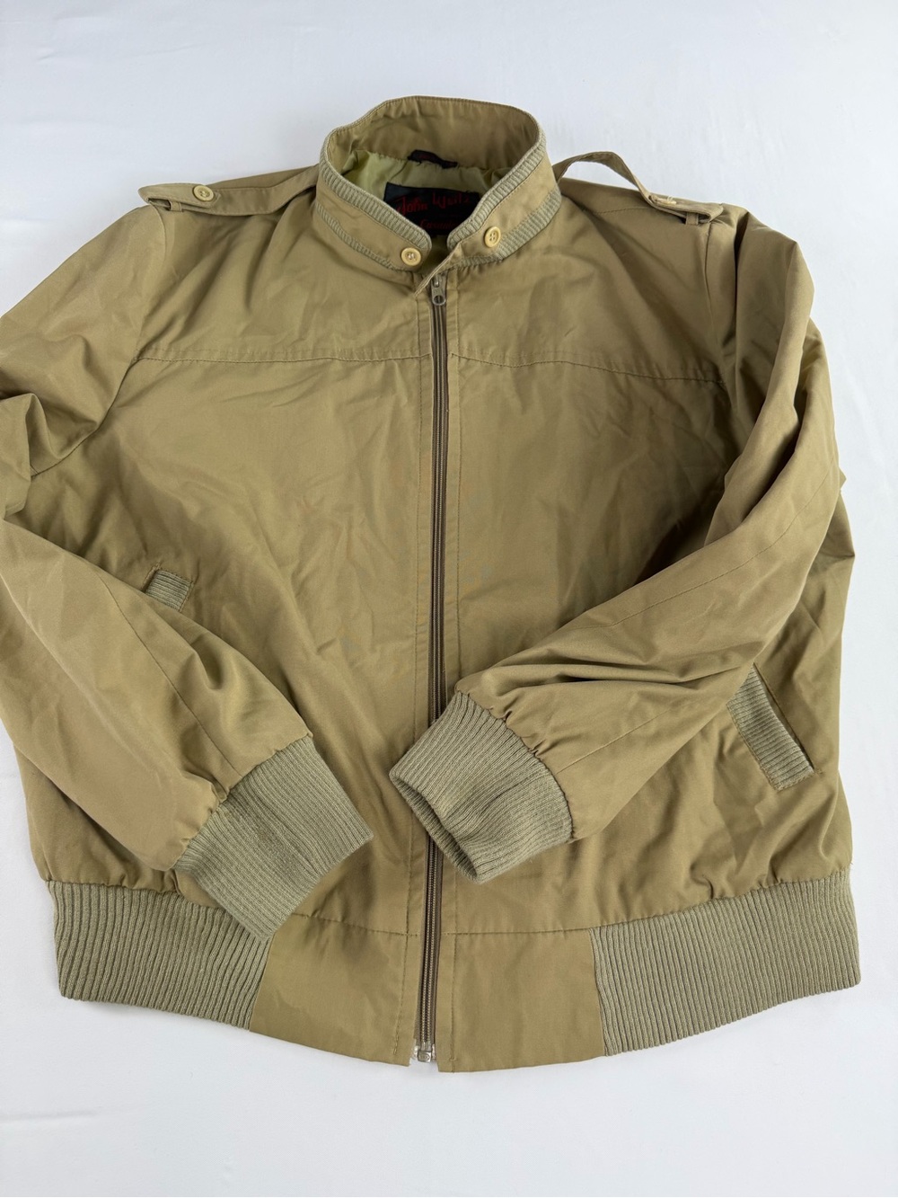 John Weitz Vintage Casual Craft BomberStyle Jacket in Khaki with Ribbed Trim -Xl